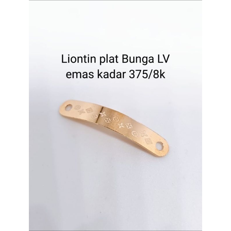 gelang tali serut + liontin plat emas kadar 375/8k