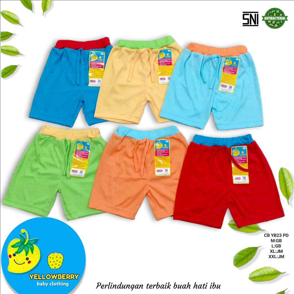 celana pendek boxer anak bayi katun warna premium Yellowberry usia 0-2 tahun