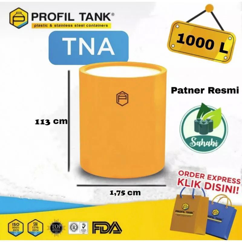 Tandon Air / Toren Air / Tangki Air Terbuka Profil Tank TNA 1000 Liter