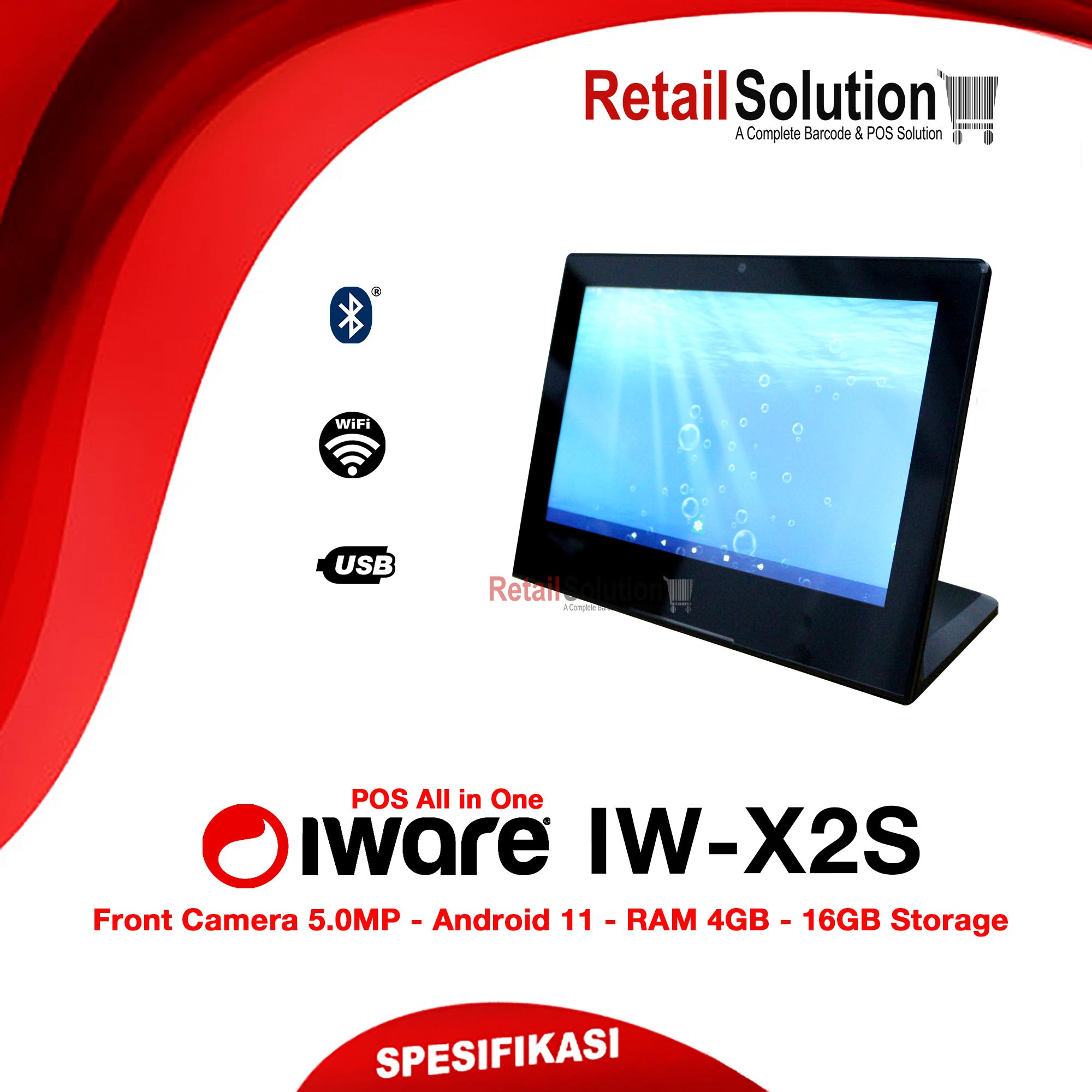 Mesin Kasir Tablet Android POS 10.1-inch 4/16 GB - Iware IW-X2S IWX2S