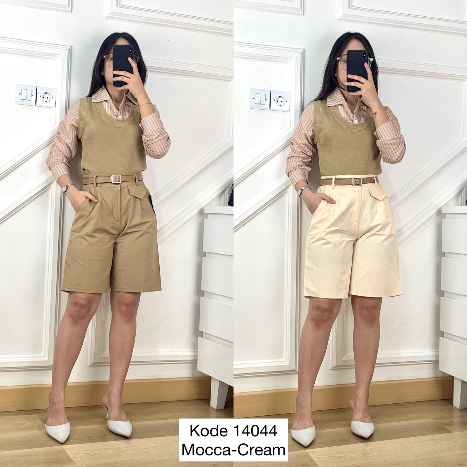 14044 CELANA PENDEK 3/4 KULOT WANITA FREE BELT PREMIUM YJX CELANA PENDEK HARIAN WANITA CASUAL MODEL 