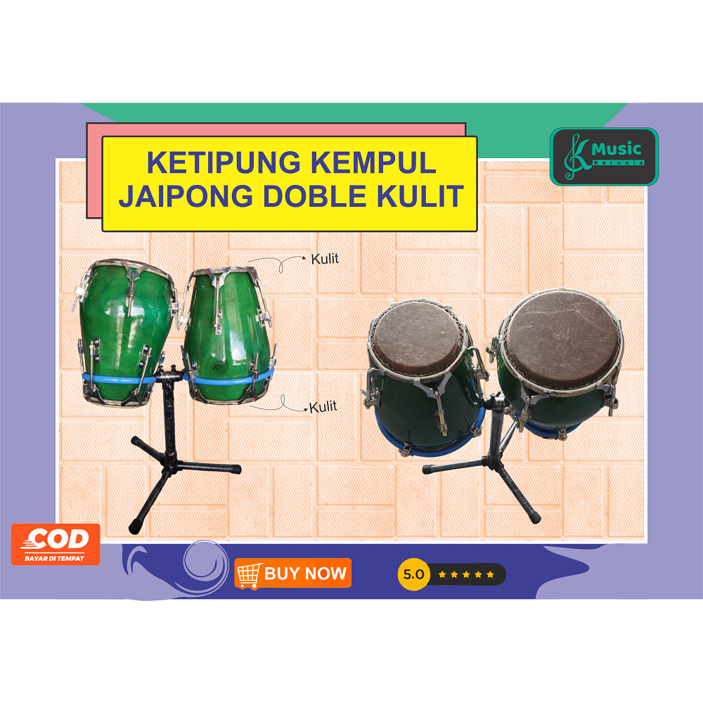 Kempul kendang jaipong stand kolong ring V5 dobel kulit atas bawah hak e hak ee
