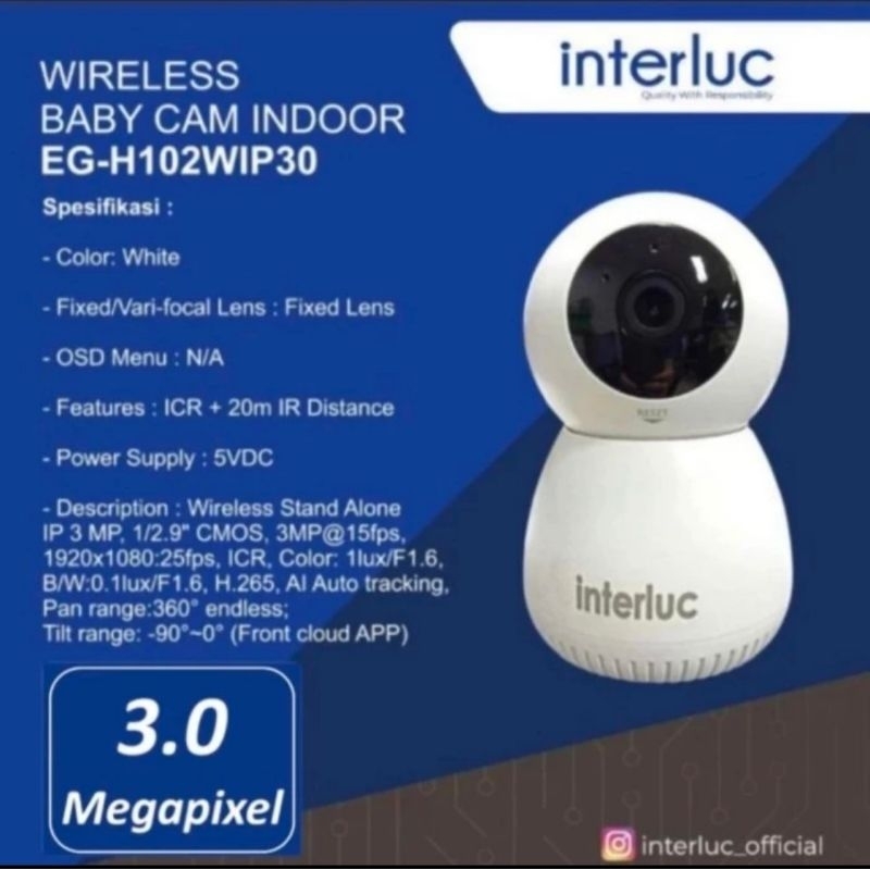 IP CAMERA EDGE BABY CAM / WIFI KAMERA HUMAN TRACKING 3MP TURBO HD INTERLUC BY EDGE 3 MP WIFI WIRELESS