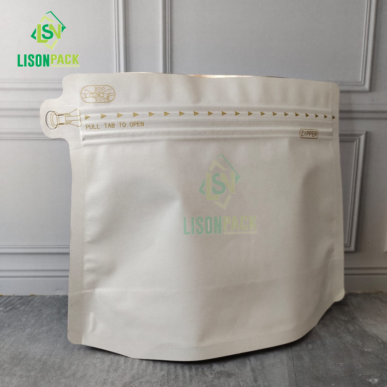 Kemasan Standing Pouch Trapesium Paper Craft Putih 250gr | Kemasan Zipper | Kemasan Coffee