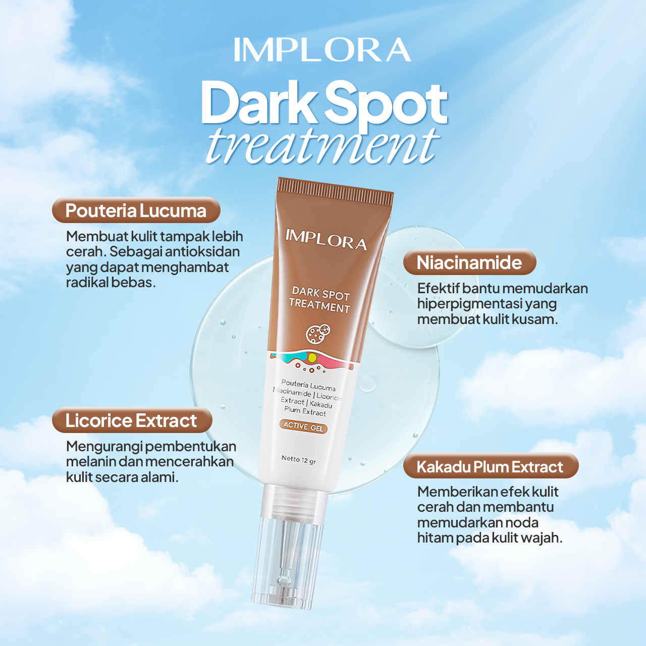 IMPLORA Dark Spot Treatment  Krim Noda Hitam -12gr