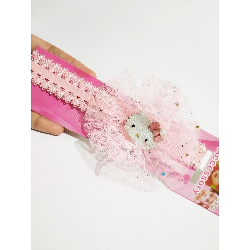 HR01 Headband Bandana Renda Foe Pita/Hellokitty Glitter Ubur 31cm