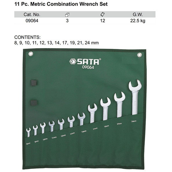 SATA Combination Wrench SET 11 Pcs METRIC Sata Kunci Ring Pas SET 8-24 mm 11pcs 09064