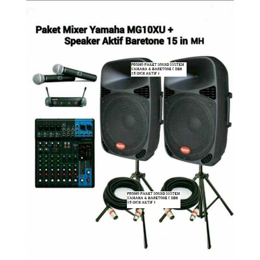 PAKET SOUND SYSTEM YAMAHA & BARETONE ( 2BH 15 INCH AKTIF )