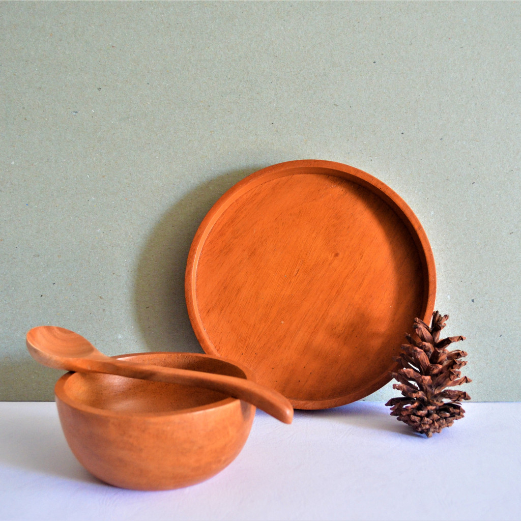 Morning Set / Set Hampers Kayu / Peralatan Makan Kayu / Mangkok Piring Kayu / Peralatan Makan Aesthe