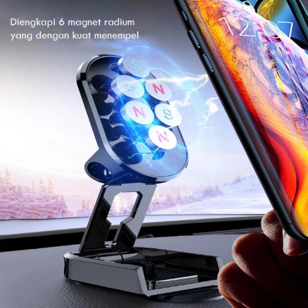 Phone Car Holder Mini Folding Magnetic Lipat Kecil Metal Magnet Mobil