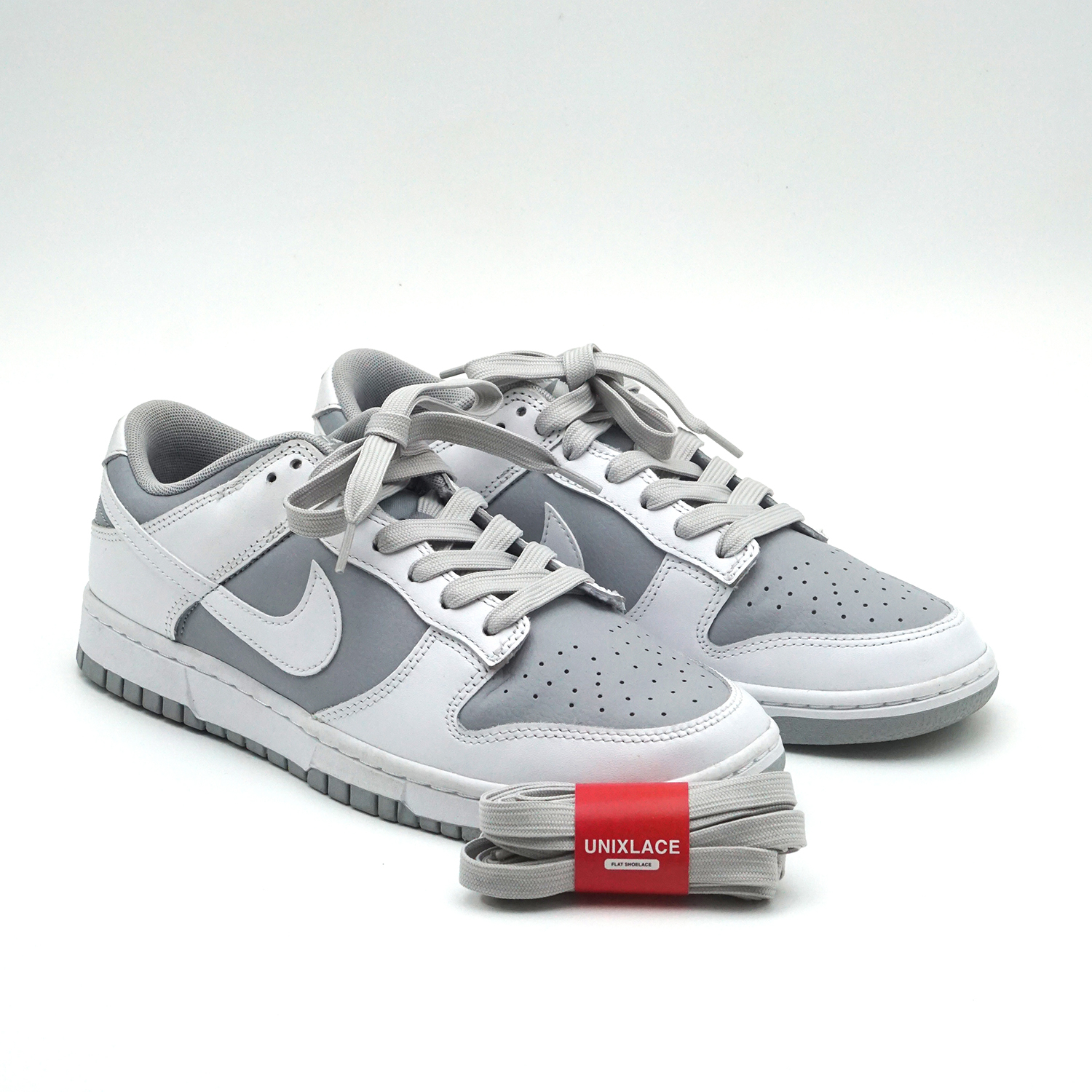 Tali Sepatu Premium UNIXLACE Double Layer | Flat Shoelace | Light Grey