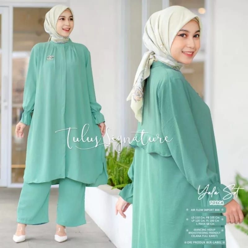 [NEW] YALA SET/Stelan Long Tunik Kringkle Terbaru/Oneset Fashion Muslim Viral
