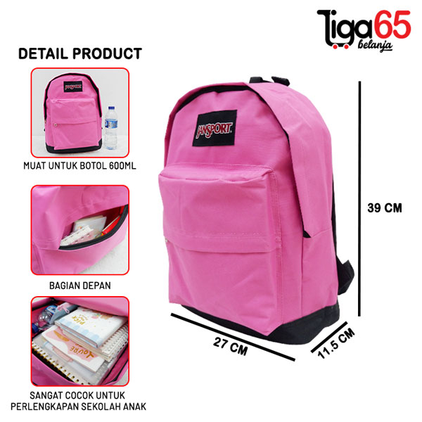 TAS RANSEL/Backpack/Tas Punggung/Ransel Sekolah/Ransel Remaja/BAG RANSEL JS POLOS 16&quot;