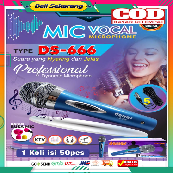 MICROPHONE KARAOKE DORRAS DS666 PROFESIONAL DYNAMIC KUALITAS PREMIUM KABEL PANJANG 5 METER BERGARANSI RESMI