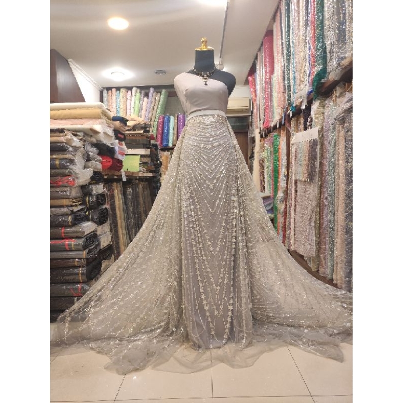 Kain Dress Tile Zuhair Batu Payet Ivana Bridal Import Silver