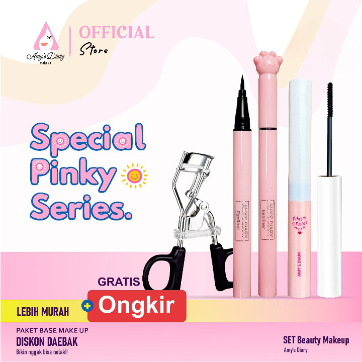 [PAKET HEMAT] BPOM Eye Set Makeup Special Pinky Series Maskara Eyeliner Penjepit Bulu Mata 3 In 1