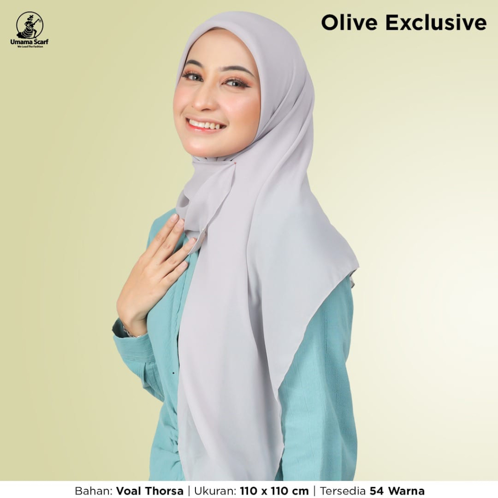 Segi Empat Polos Olive Exclusive 110x110 cm By Umama Scarf