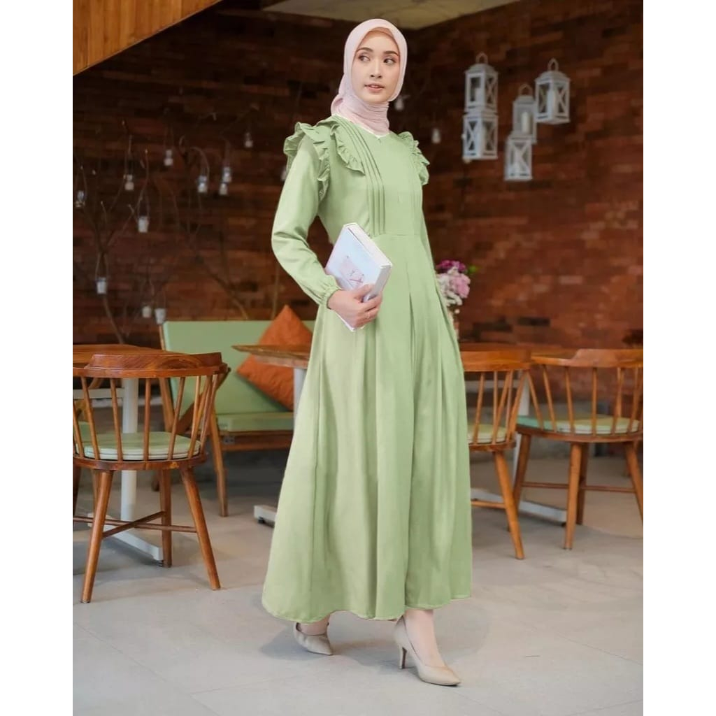 Sandira Gamis | Gamis Muslim Kancing Busui | Maxy Dress | Gamis Rampel Crinkle Airflow