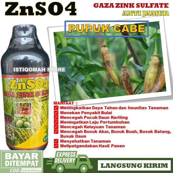 Pupuk Cabe Terbaik ZNSO4 GAZA 500ML Obat Semprot Mencegah Busuk Akar, Busuk Buah, Busuk Batang, Busu