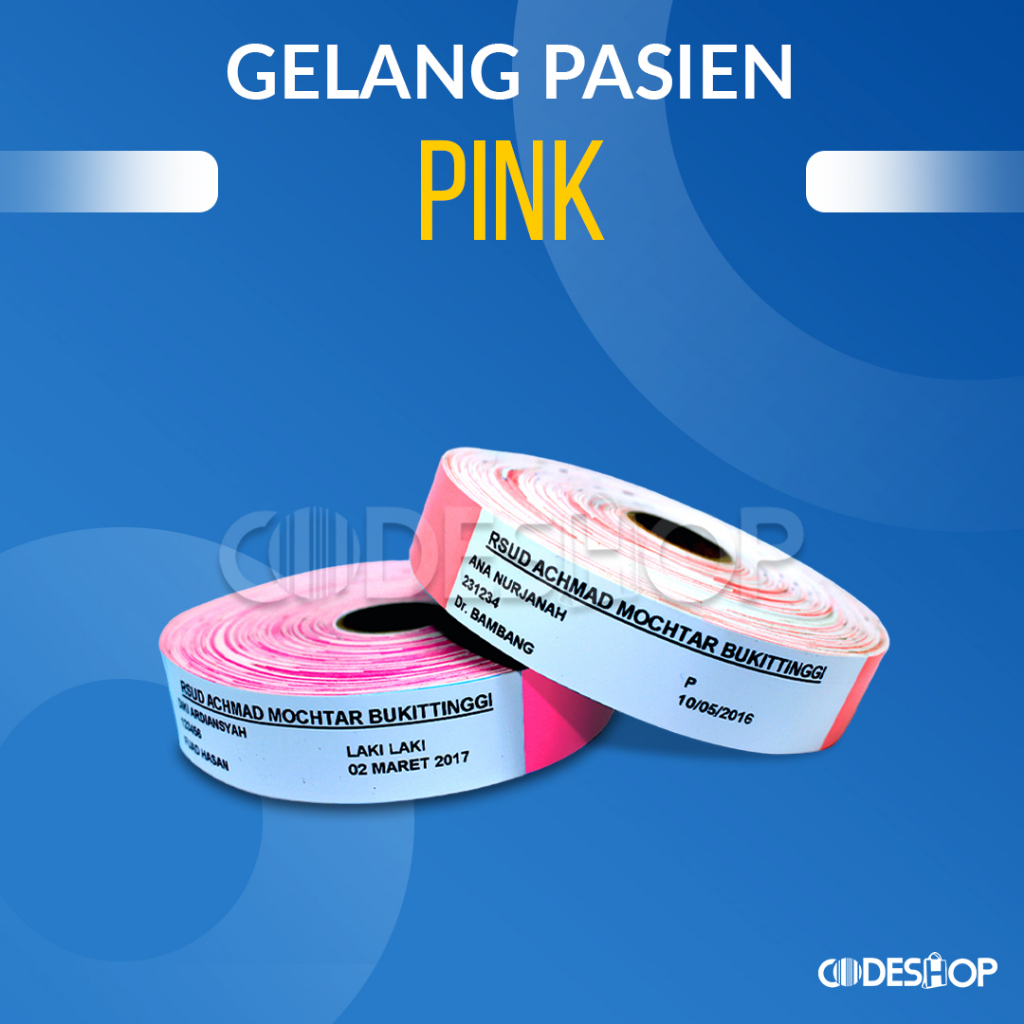 Gelang Pasien Thermal Wristband 275x26 mm Dewasa Pink isi 200