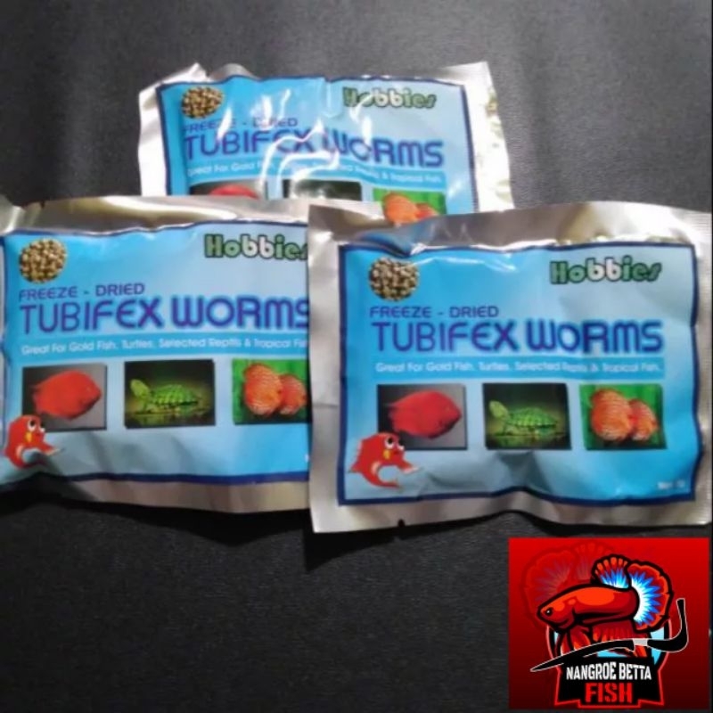 Cacing Sutra Kering Pakan Ikan Cacing Kering Tubifex 5 gram