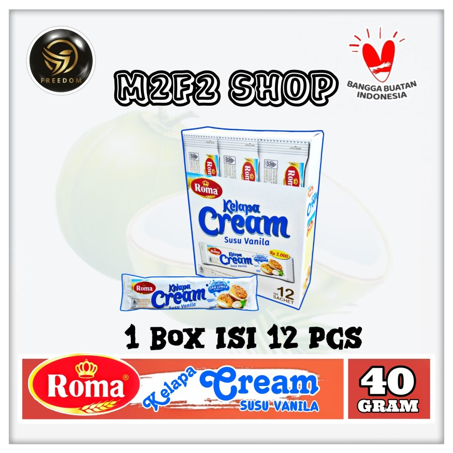 

Roma Biskuit Kelapa Cream Susu Vanila | Krim Vanilla - 40 gr (Kemasan 1 Box)