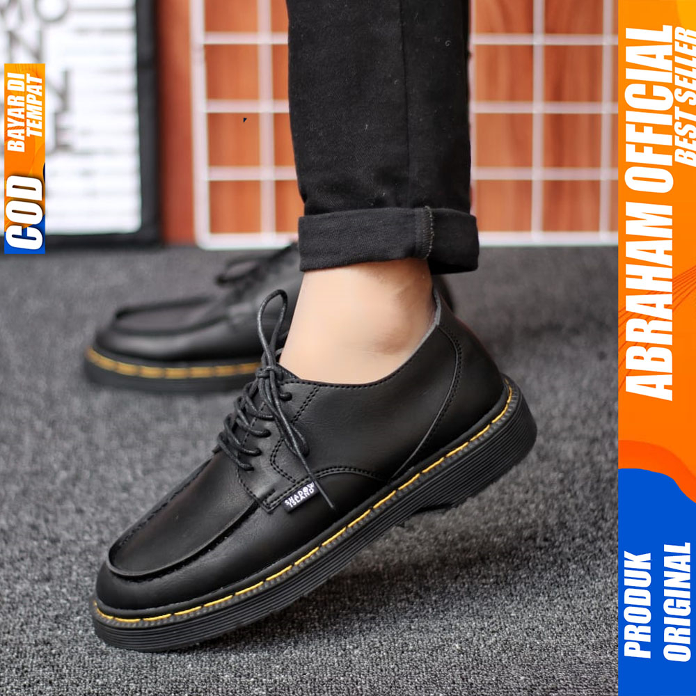 Sepatu Docmart Pria Casual Formal Pantofel Kulit Kerja Hitam