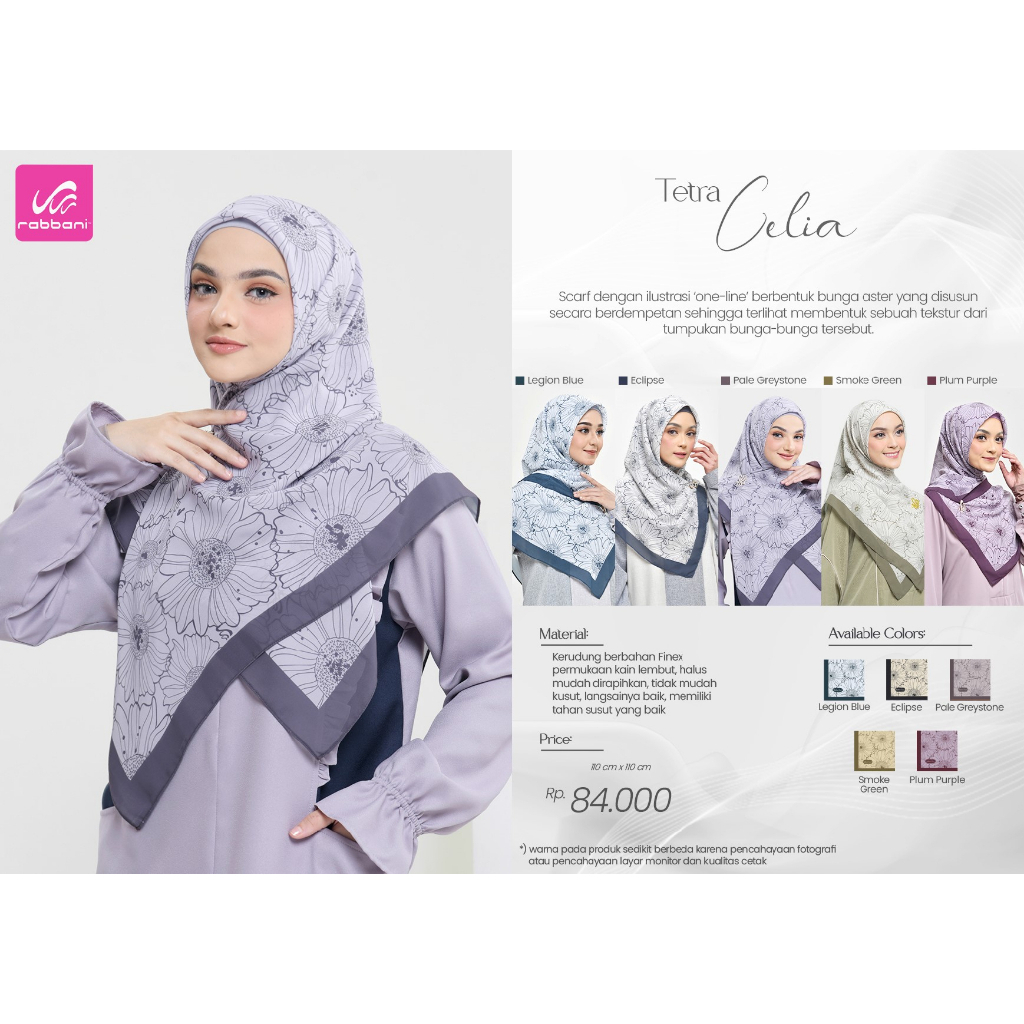 Kerudung Segi Empat Printing Tetra Celia | Kerudung Segi Empat Printing | Scarf | Kerudung Segi Empa