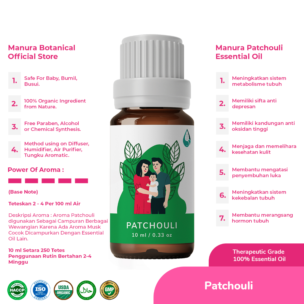 Manura Patchouli Minyak Nilam Indonesia Theraputic Grade