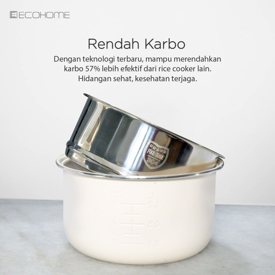 Ecohome Rice Cooker Low Carbo ELS 888 Less Sugar Penanak Nasi ELS888