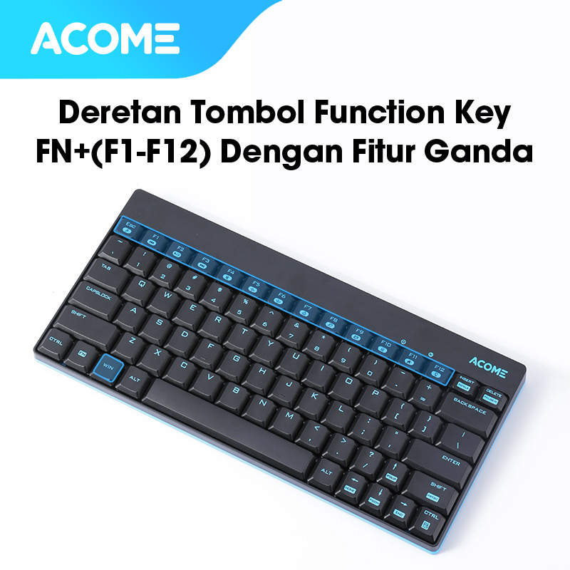 Acome Keyboard &amp; Mouse Wireless Portable 1600 DPI Tombol Silikon Garansi Resmi 1 Tahun AKM2000