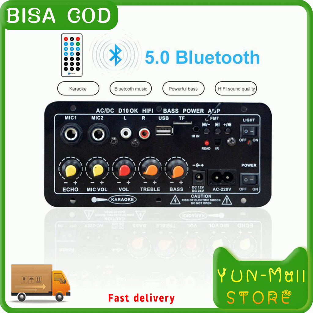 (BISA COD )YUN Mall Bluetooth Amplifier Board 220V 12V 24V Digital Bluetooth Amplifier Amplifier Stereo Mendukung USB TF Remote