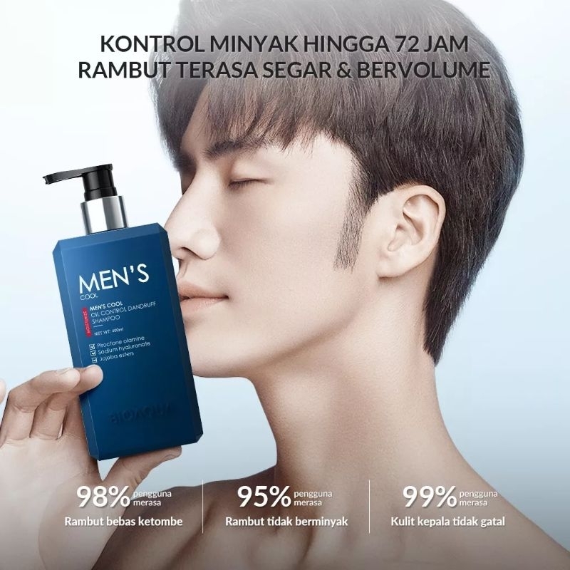 BIOAQUA Shampoo Anti Ketombe Men's Cool Oil Control Dandruff Shampoo 400ml