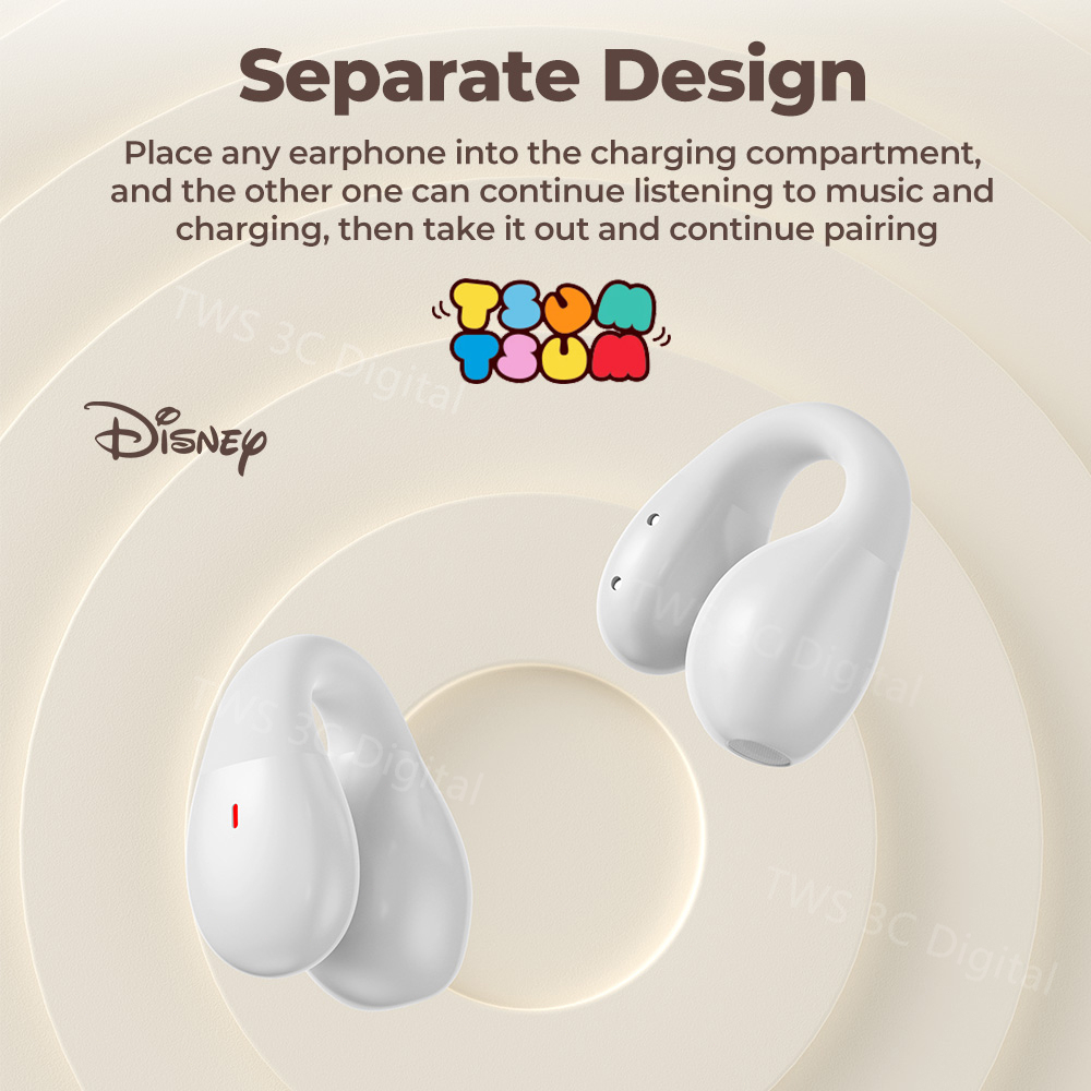 100% Ori Disney Headset Bluetooth 5.2 TWS Earphone Lotso desain klip telinga Dukungan untuk Android/IOS HIFI Musik Dengan Mikrofon