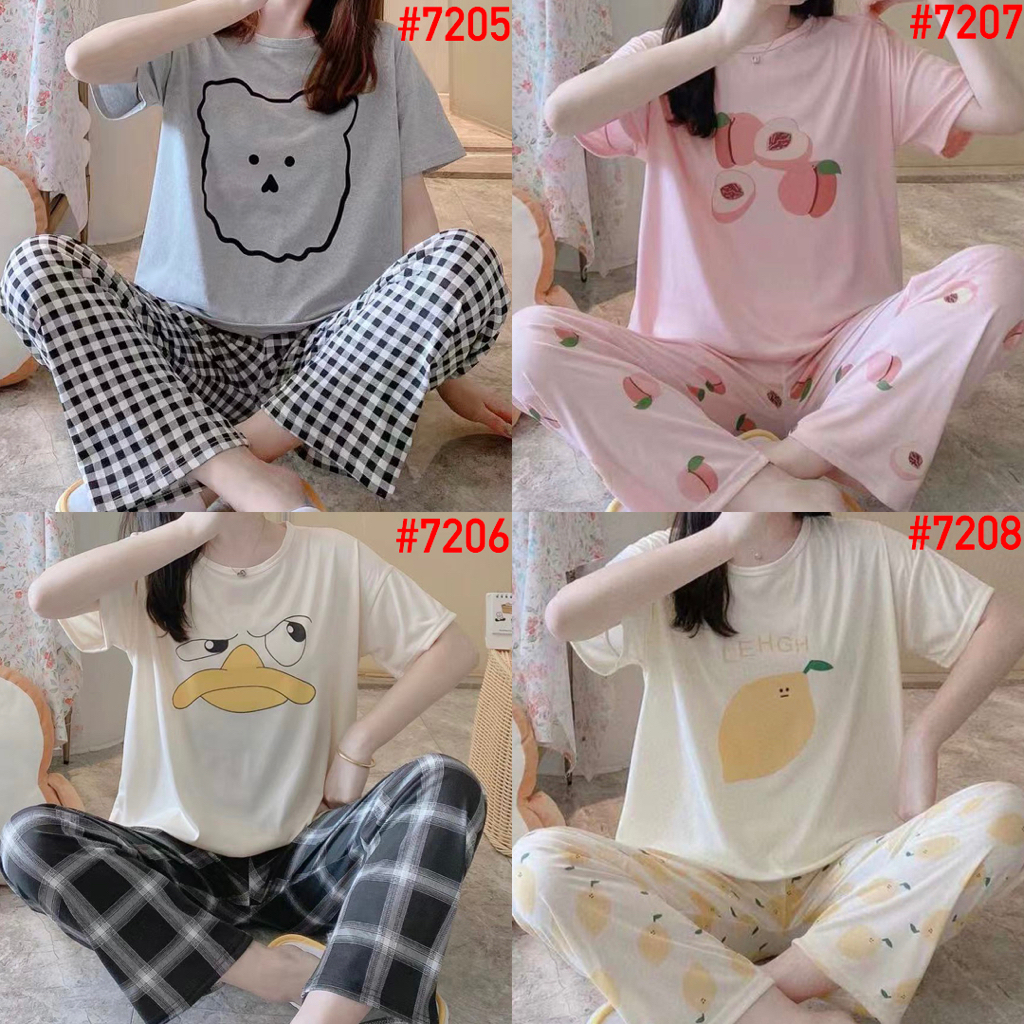 Piyama Korea CP Import Baju Tidur Wanita Umisuka Piama Karakter Spandek Setelan Lengan Pendek KKUM JALJA