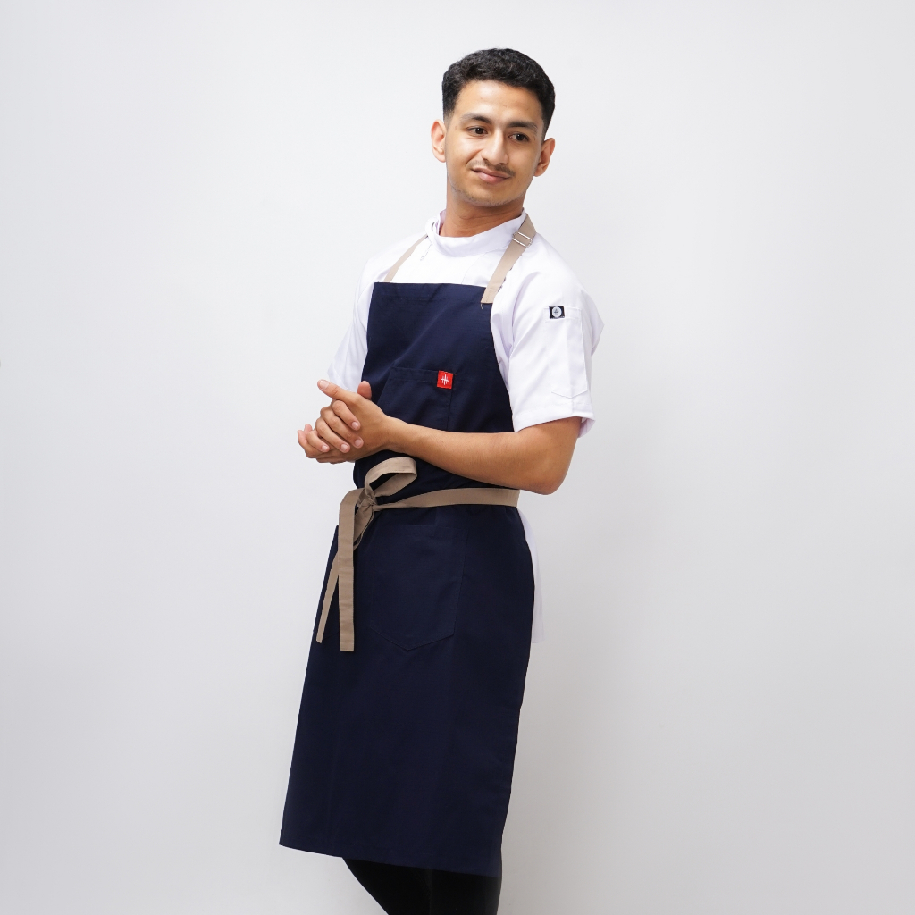 FK - Baggio Terbaru Apron Masak Chef cotton Blue Navy