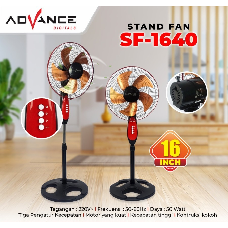 Kipas Angin Advance SF-1640 Kipas Angin Berdiri 16 Inch 5 Baling Besi
