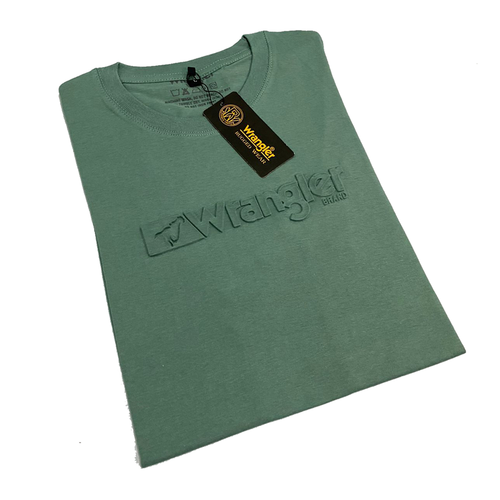 TSHIRT KAOS WRANGLER EMBOS DUSTY GREEN SABLON TIMBUL PREMIUM QUALITY