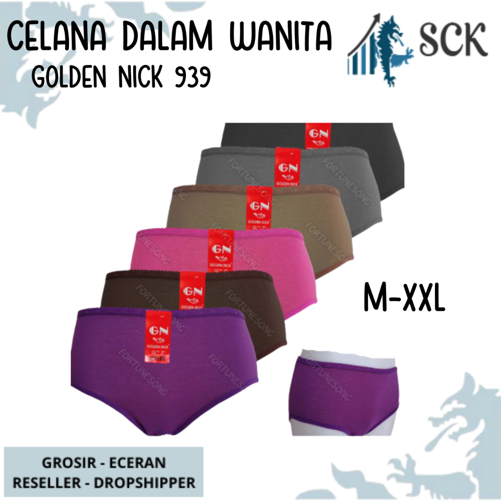 [ISI 1]  Celana Dalam Cewek GOLDEN NICK 939 / CD Warna Gelap Maxi / Pakaian Dalam Wanita - sckmenwear GROSIR