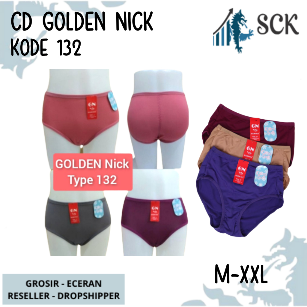 [ISI 1] CD Wanita GOLDEN NICK 132 Warna Gelap Jahitan Belakang ZigZag