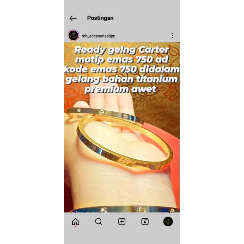 gelang Carter motip emas 750 ada kode emas 750 dgelang