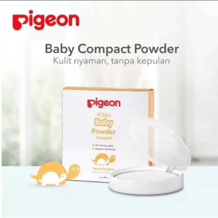 Pigeon Baby Powder Compact Full Set + Puff / Bedak Padat Bayi 45 gr