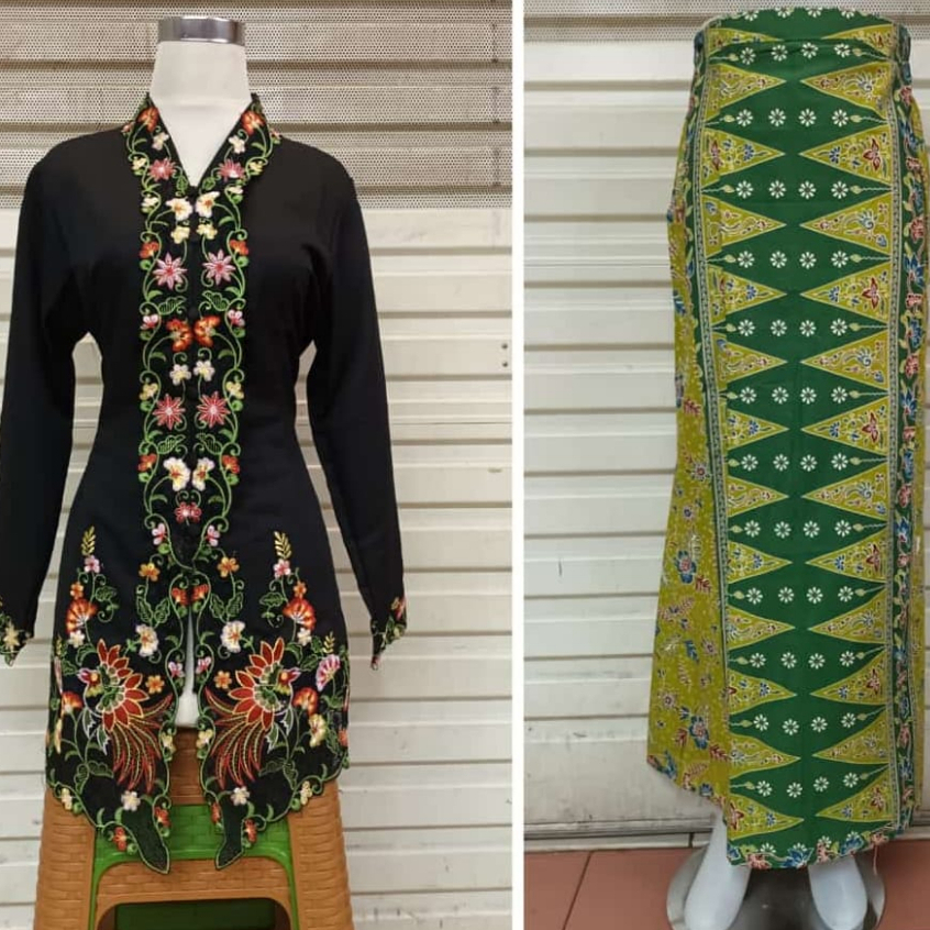 SETELAN KEBAYA ENCIM BORDIR BUNGA CENDRAWASIH/KEBAYA BORDIR BUNGA/KEBAYA GURU/KEBAYA MODERN