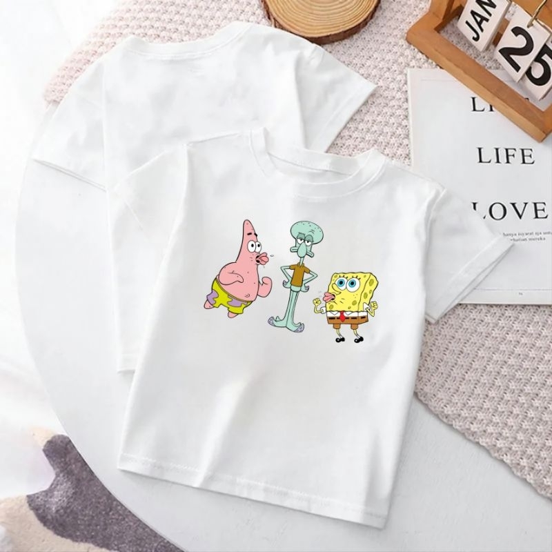 Kaos Oblong Anak Spongebob Squidward Baju Anak Lengan Pendek Kaos Anak Atasan 2-16Th Cod