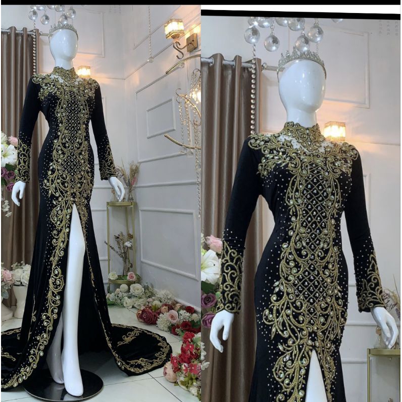 GAUN PENGANTIN BELUDRU BEREKOR  MEWAH MURAH MODERN//BAJU ADAT JAWA//MINANG//KEBAYA