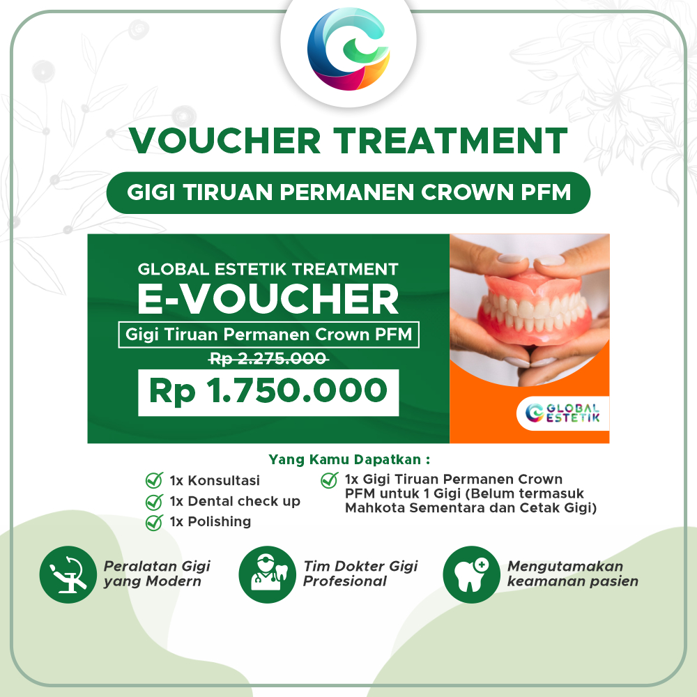 Voucher Treatment Pasang Gigi Tiruan Permanen Crown PFM Untuk 1 Gigi