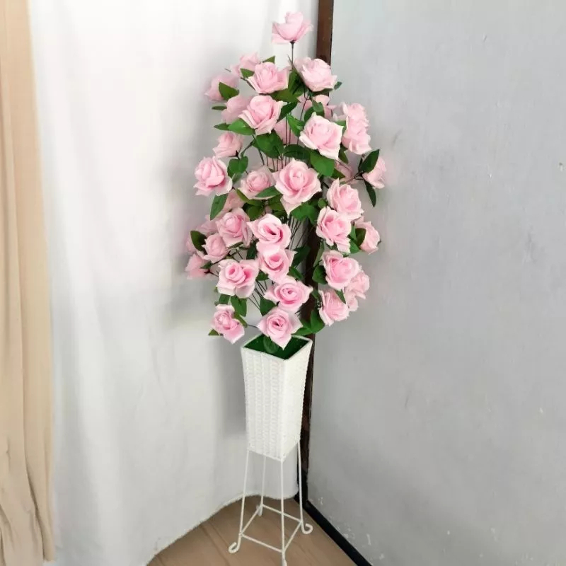 Tanaman Bunga Hias Plastik Mawar Besar Artificial Artifisial Indoor Sudut Terbaru 1 Set