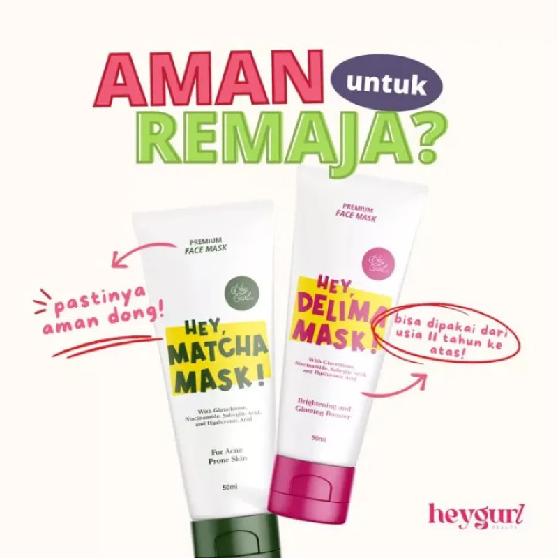 ✨Up Your Look✨ Heygurl Claymask serum Delima Mactha masker wajah organik