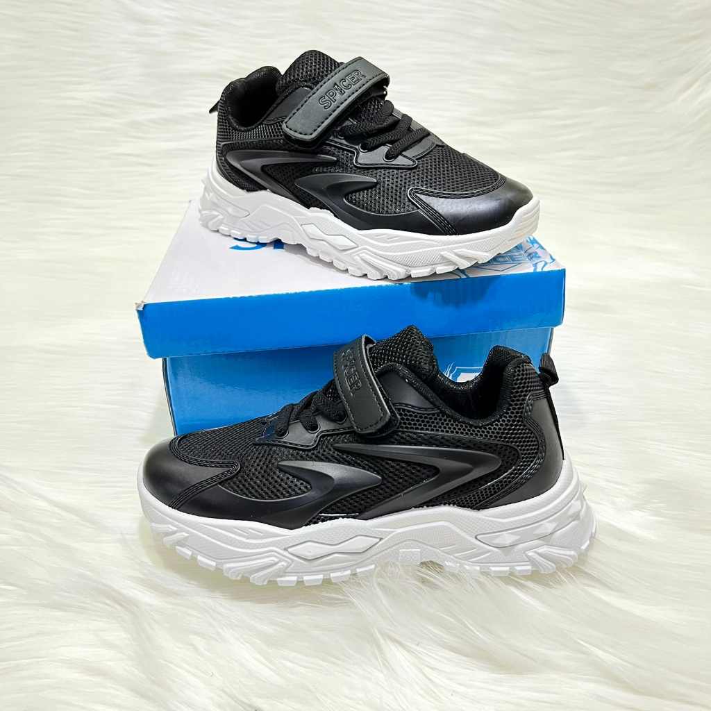 1 Sepatu Sneakers Anak Cowok/Cewek Spicer SA-1696/SP-1711 hitam putih