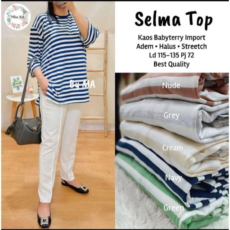 9435 atasan wanita salur oversize kaos import atasan wanita jumbo